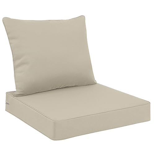 Favoyard Outdoor Seat Cushion Set 19 x 19 Inch Waterproof & Fade Resistant Patio Furniture Cushions with Removable Cover Deep Seat & Back Cushion with Handle and Adjustable Straps for Chair Sofa Couch