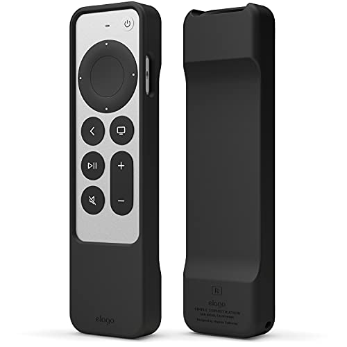 elago R1 Case Compatible with 2022 Apple TV 4K Siri Remote 3rd Gen, 2021 Siri Remote 2nd Gen- Magnet Technology, Lanyard Included, Full Access to All Functions [Black]