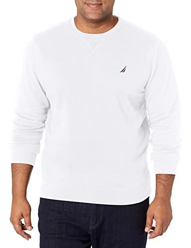 Nautica Men's Basic Crew Neck Fleece Sweatshirt, Bright White, Small