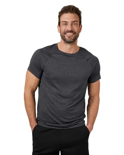 32º DEGREES Cool Menâ€™s Active T-Shirt | Raglan Short Sleeve | Quick Dry | Anti-Odor, Black Space Dye, Small