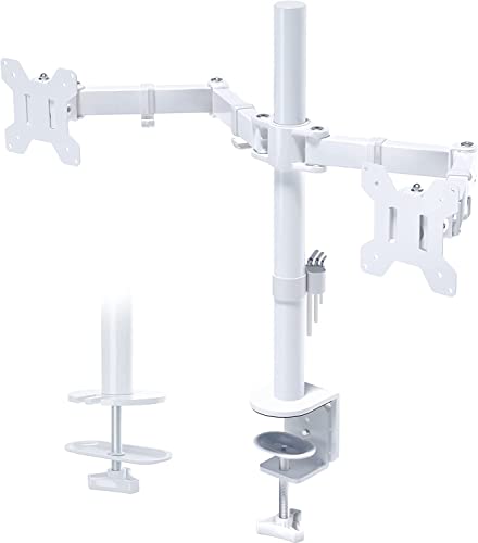 BONTEC Dual Monitor Desk Mount, Monitor Stand for 13–27 Inch LCD LED 2 Monitors, Ergonomic Full Motion Heavy Duty Double Arms Hold up to 22 lbs, VESA 75x75/100x100 mm