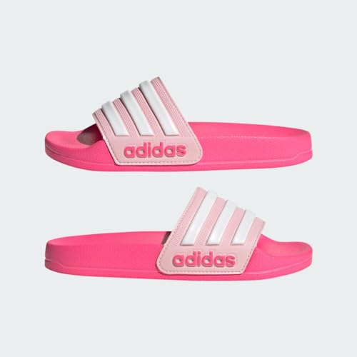 adidas Adilette Shower Slides Sandal, Clear Pink/White/Lucid Pink, 6 US Unisex Big Kid