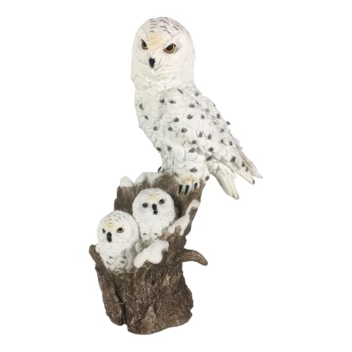 ICE ARMOR 2-PC Gift Set 11.5" H Snow Owl with Babies Figurine Statue Ornament Home Room Office Decor Ideas for Housewarming, Holidays and Birthdays