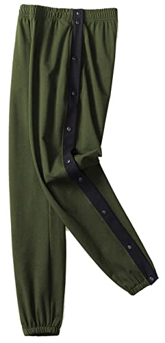 Chrisuno Tear Away Pants for Men Breakaway Mens Men's Basketball Loose Fit Active Sweatpants Casual Workout Army Green S