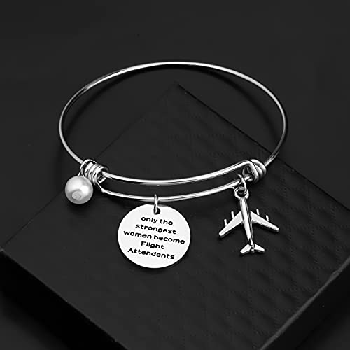 Gzrlyf Flight Attendant Bracelet Flight School Gifts for Flight Attendants Graduation Gifts only the Strongest Women become Flight Attendants (Bracelet)