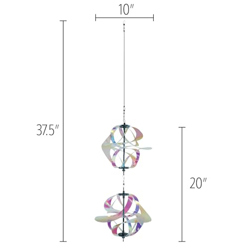 In the Breeze 2480 — Iridescent Double Vortex Spinner — Mesmerizing and Colorful Hanging Wind Spinner…
