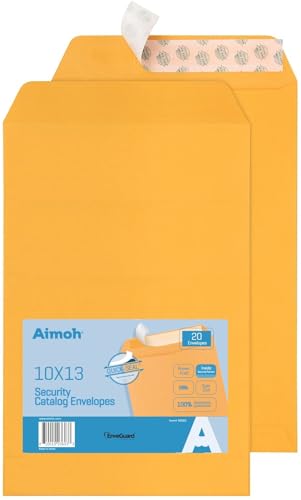 Aimoh 20 10 x 13 Self-Seal Brown Kraft Catalog Envelopes - 28lb, 20 Count, Ultra Strong Quick-Seal, 10x13 inch (39320)