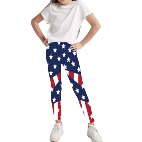 Deresagrl USA Flag Leggings for Girls American Apparel Kids Stripes Stars Print 4th of July Pants 4-14 Years