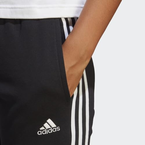 adidas womens Essentials 3-stripes French Terry Cuffed Track Pants, Black/White, XX-Small US