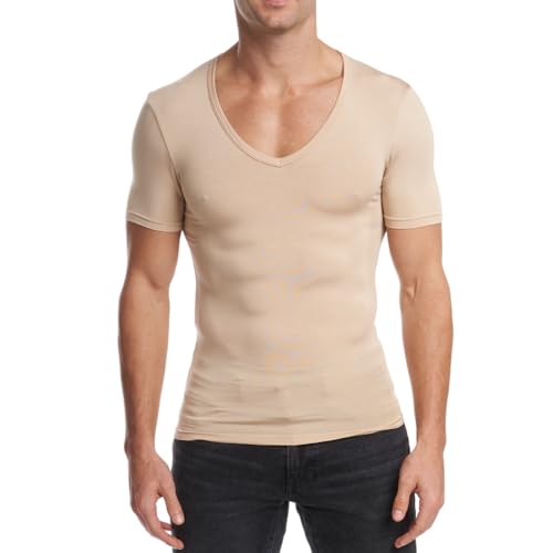 Stanfield's Men's Invisible Micro Modal Deep V-Neck T-Shirt, Beige, XL