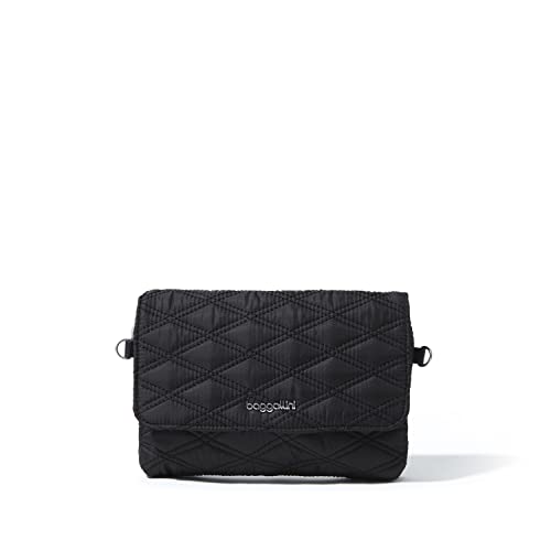 Baggallini Womens Flap Crossbody With Chain, Black Quilt, One Size US