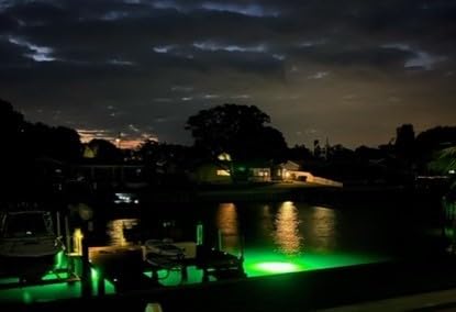 Saltwater Approved Barnacle Burner Underwater Fish Light, 250 Watt Extreme Brilliant Green 21,000 Lumens Single Dock Light 50' Marine Grade Lamp Cable, Automatic Dusk to Dawn, Easy Self Installation.