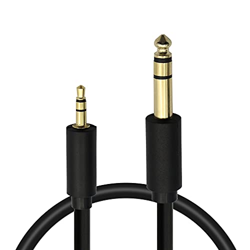 GINTOOYUN 6.35mm TRS to 3.5mm TRS Stereo Audio Cable,6.35 1/4" Male to 3.5 1/8" Male Aux Jack Adapter for Guitar,Laptop,Piano,Smartphones,Amplifiers,Home Theater Devices,etc. (Black-0.5M)