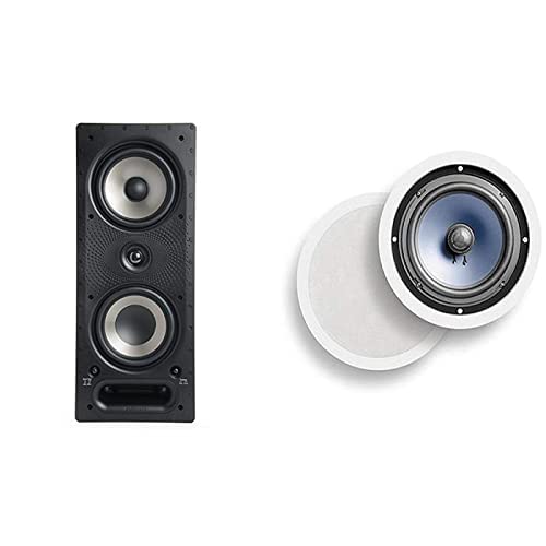 Polk Audio 265-RT 3-Way in-Wall Speaker - The Vanishing Series | Easily Fits in Ceiling/Wall | High-Performance Audio - Use in Front, Rear or as Surrounds | with Power Port & Paintable Grille - Black