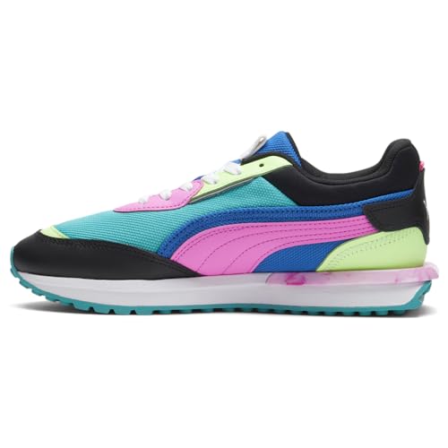 PUMA Women's City Rider Marble Sneaker, Green/Black/Luminous Pink, 7