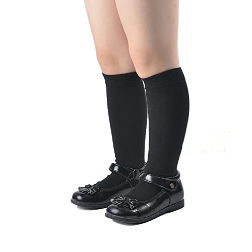 EPEIUS Girls Knee High Socks Seamless Cotton School Uniform Socks Kids Boy Long Socks 8-11 Years Ivory White 3 Pack (Ivory L)