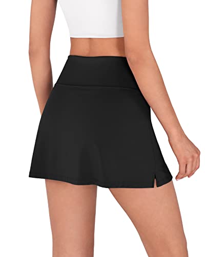 ODODOS Women's High Waisted Tennis Skirts with Pockets Built-in Shorts Golf Skorts for Athletic Sports Running Gym Training, Matcha, Medium