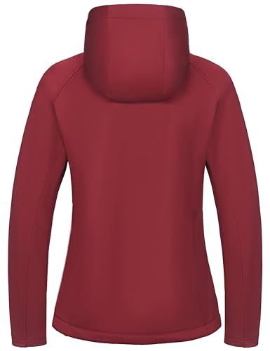 Little Donkey Andy Women's Hooded Thermal Running Hybrid Jacket Dark Red Size S
