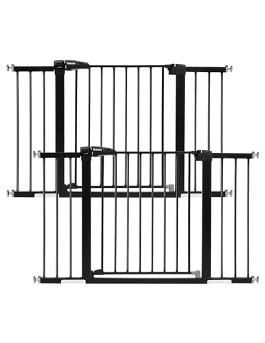 Babelio Baby Gate for Doorways and Stairs, 29-48'' Auto Close Dog/Puppy Gate, Easy Install, Pressure Mounted, No Drilling, Safety Gate w/Door for Child and Pets, 2 Pack Black