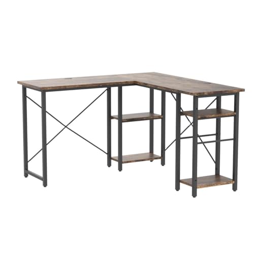Bestier L Shaped Desk with Shelves 86 Inch Reversible Corner Computer Desk or 2 Person Long Table for Home Office Large Gaming Writing Storage Workstation P2 Board with 3 Cable Holes, Black