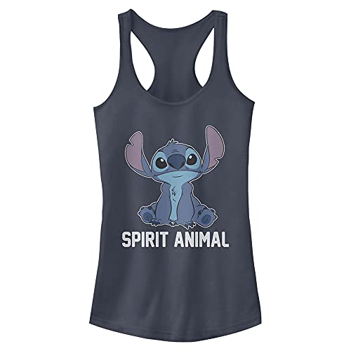 Disney Junior's Lilo Stitch Spirit Animal v2 Slim Fit, Scoop Hem Racerback Tank, Indigo, X-Small