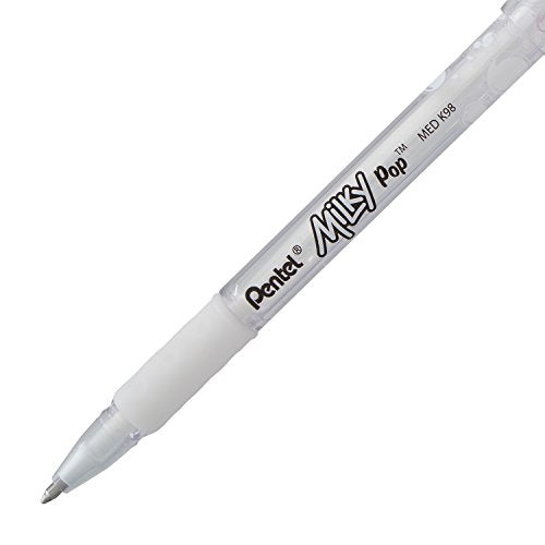 Pentel Arts Milky Pop Pastel Gel Pen, (0.8mm), Medium Line, White Ink, Pack of 2 (K98PABP2W)