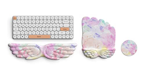 Wing Keyboard Wrist Rest, Memory Foam Cushion for Wrist Rest, Ergonomic Soft Pad with Non-Slip PU Base, Easy Typing and Pain Relief Wrist Palm Rest for Study/Working-Colorful