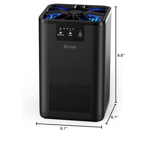 AROEVE Air Purifiers for Bedroom Air Purifier With Aromatherapy Function For Pet Smoke Pollen Dander Hair Smell 20dB Air Cleaner For Bedroom Office Living Room Kitchen, MK06- Black