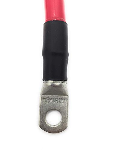 END GAME 2 AWG Gauge Marine Grade Battery Cables, Made in USA, Fully Assembled with Heavy Duty Tinned Lugs, 1ft-15ft Lengths Available (Single Black, 12ft - 3/8” Lugs)