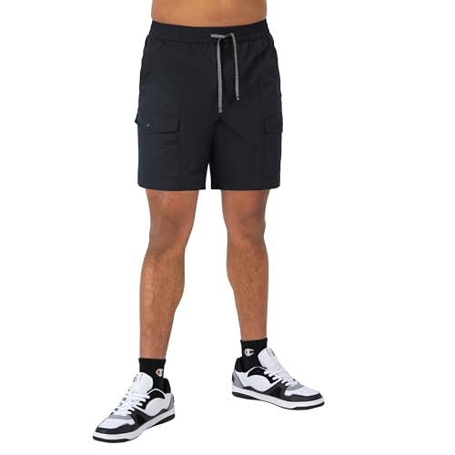 Champion Cargo, Pockets, Comfortable Men's Shorts, 8", Black C Logo, Small