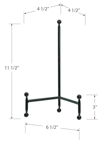 Red Co. Decorative Tripod Plate Stand and Art Holder Easel in Black Finish - 11.5" h