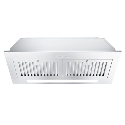 FIREGAS Range Hood Insert 30 inch 600 CFM, Ducted/Ductless Convertible Kitchen Stove Hood with LED Light, Built-in Vent Hood with 3 Speed Exhaust Fan, Baffle Filters, Range Hoods with Carbon Filters