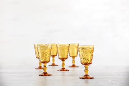 Fortessa Debutante Glass Goblet, Set of 6, 10 Ounce, Amber