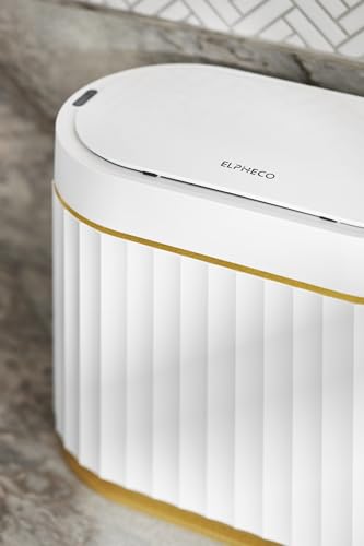 Black Bathroom Trash Can with Lid - ELPEHCO 2 Gallon Sensor Trash Bin, Automatic Narrow Garbage Can, Waterproof Smart Trash Can, Slim Motion Sensor Waste Bins for Bathroom, Living Room, Office