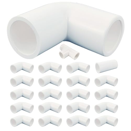 VandanCoop 20 Pack 1/2 inch 90 Degree PVC Adapter with 1 Free Tee PVC Fittings 1 Coupling Contractor for Poultry Drinking Line DIY Garden Shelf Greenhouse Water Supplies Build Furniture