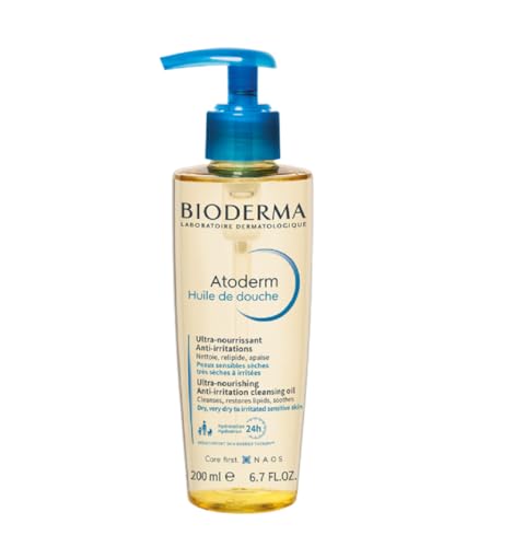 Bioderma - Atoderm - Shower Oil - Moisturizing and Nourishing Body and Face Wash - for Family with Very Dry Sensitive Skin 3.33 Fl Oz