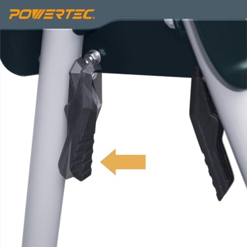 POWERTEC Portable Miter Saw Stand w/ 330Lbs Load Capacity, 8" Wheels and 3-Prong Tripple Outlets, Folding Design for Easy Storage in Garage, Dust Collector Bag Included - Blue (MT4000B)