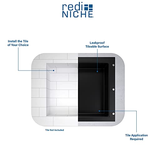 Tile Redi USA RNDH1614S-14 Niche Double Recessed Shower Shelf, Two Shelves, 14" H X 32" W, Black