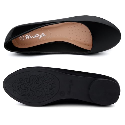 Herstyle Ever Memory Women's Ballet Flats Dressy Flat Shoes Almond Toe Ballerina Comfortable Slip-On Casual Flats for Daily Wear Work Office and Party, 3019White, Size 11.0