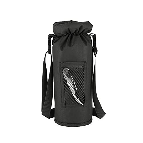 True Grab & Go Carrier with Corkscrew Opener Fits 1 Standard Bottle, Insulated Wine Bag Tote, Picnic Accessories Outdoor, Set of 1, Black