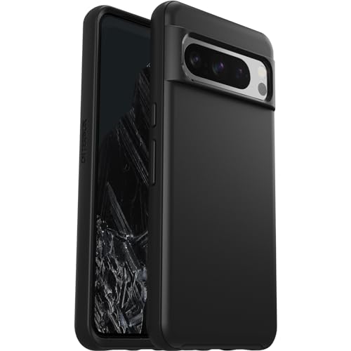 OtterBox Google Pixel 8 Pro Symmetry Series Case - BLACK, ultra-sleek, wireless charging compatible, raised edges protect camera & screen