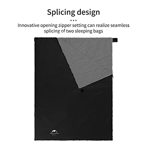 Naturehike Ultralight Sleeping Bag - Envelope Lightweight Portable, Waterproof, Comfort with Compression Sack - Great for 3 Season Traveling, Camping, Hiking (Black)