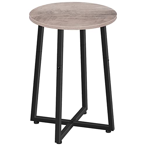 HOOBRO Round Side Table, Round Accent End Table with Sturdy X-Shaped Metal Frame, 15.7" Round Nightstand, for Living Room, Bedroom, Balcony, Office, Greige and Black BG95BZ01