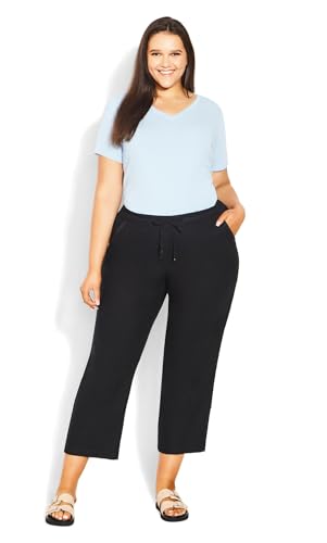 EVANS Women's Plus Size Trouser Linen VISC, Black