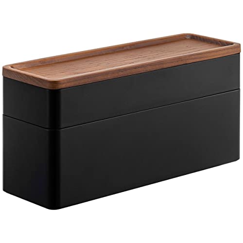 Yamazaki Home Rin Stacking Watch and Accessory Case, Jewelry Box Organizer For Glasses, 2-Tier - 2-Tier,Black