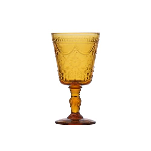 Fortessa Debutante Glass Goblet, Set of 6, 10 Ounce, Amber