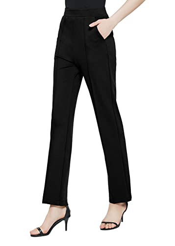 Urban CoCo Women's Yoga Dress Pants Stretchy Casual Slacks Straight Leg Work Pants with Pockets (Wine Red,M)