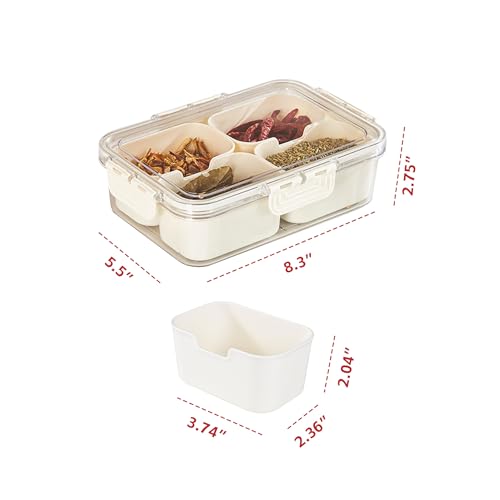 Portable Snackle Box Container, Divided Serving Tray with Lid and Handle, Fruits, Clear Snack Platter Organizer and Storage for Adults Child