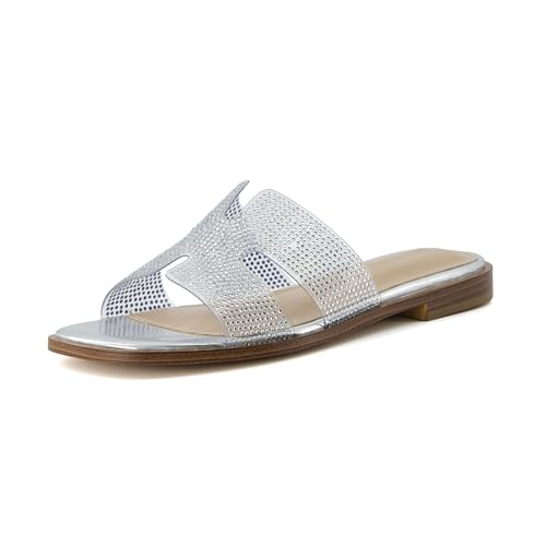 CUSHIONAIRE Women's Voyage slide sandal +Memory Foam, Wide Widths Available, White 12 W