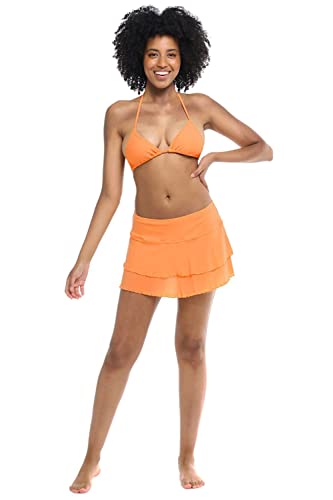 Body Glove Women's Standard Smoothies Lambada Solid Mesh Cover-Up Skirt Swimsuit, Loquat, Large